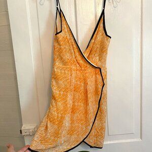 Line & Dot Silky Strappy Orange and White Print Mini Dress